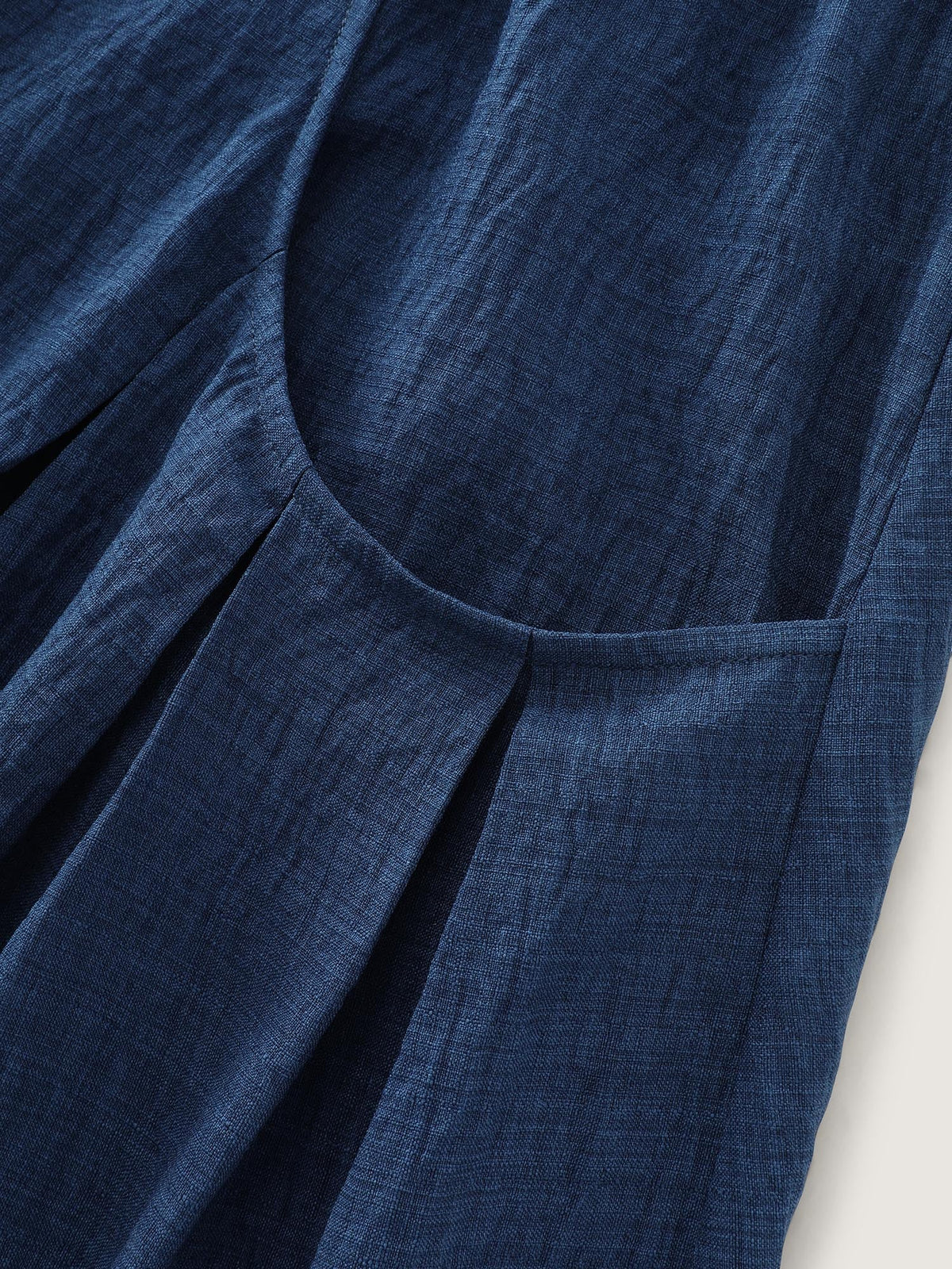 Navy Elastic Waist Midi Skirt with Pockets